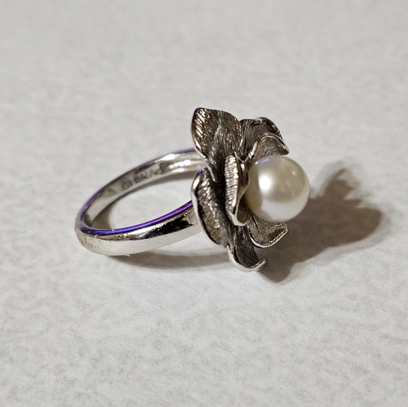 Elegant Genuine Cultured Pearl Sterling Silver Ring Sz 7! - Picture 6 of 14